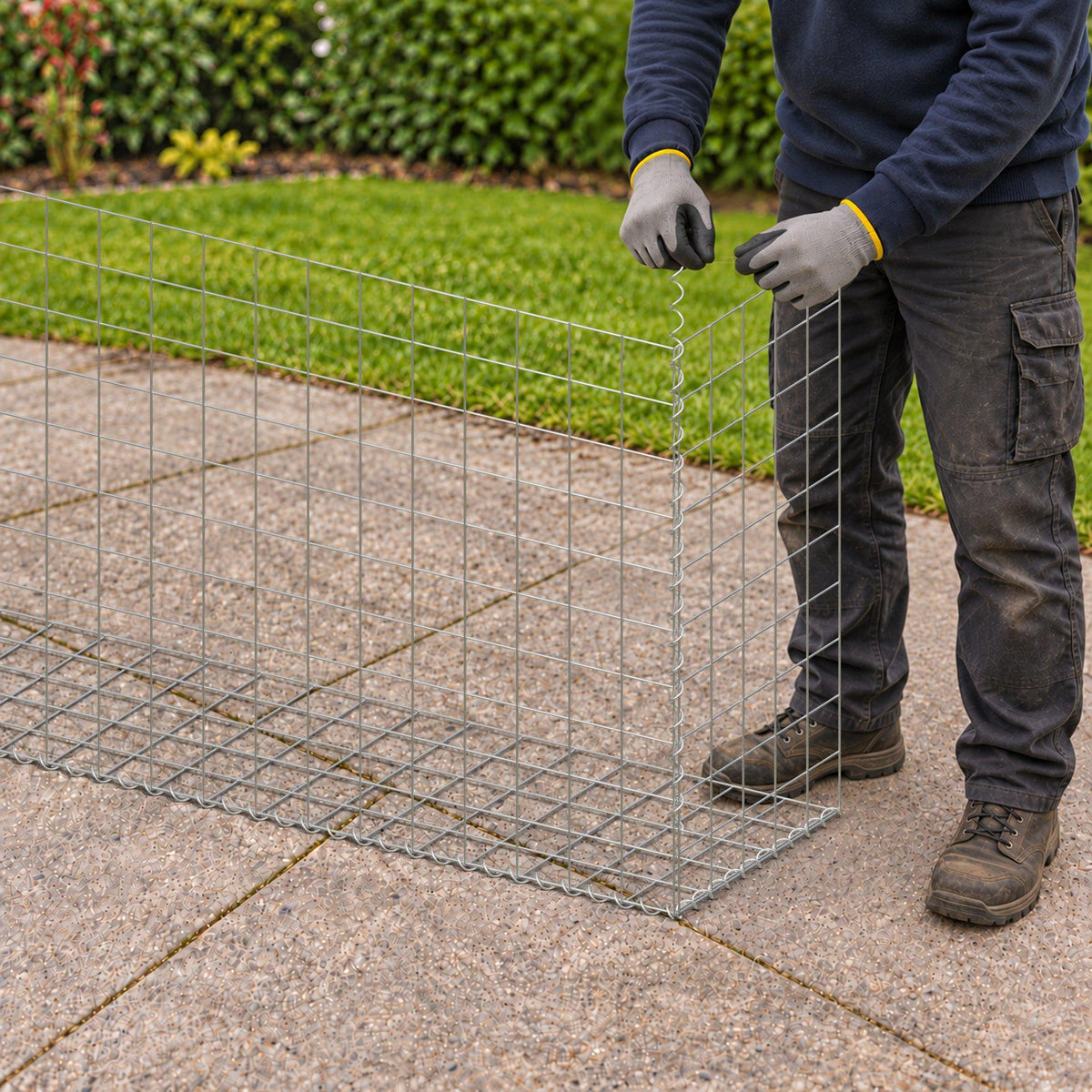 Gabione 200 cm x 100 cm x 50 cm (L x H x T), Maschenweite 10 cm x 10 cm, Spirale