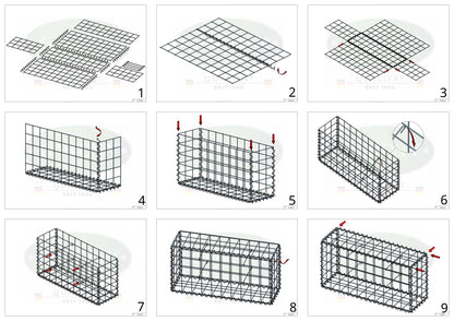 Gabion 100 cm x 30 cm x 20 cm (L x H x P), mailles 10 cm x 10 cm, spirale