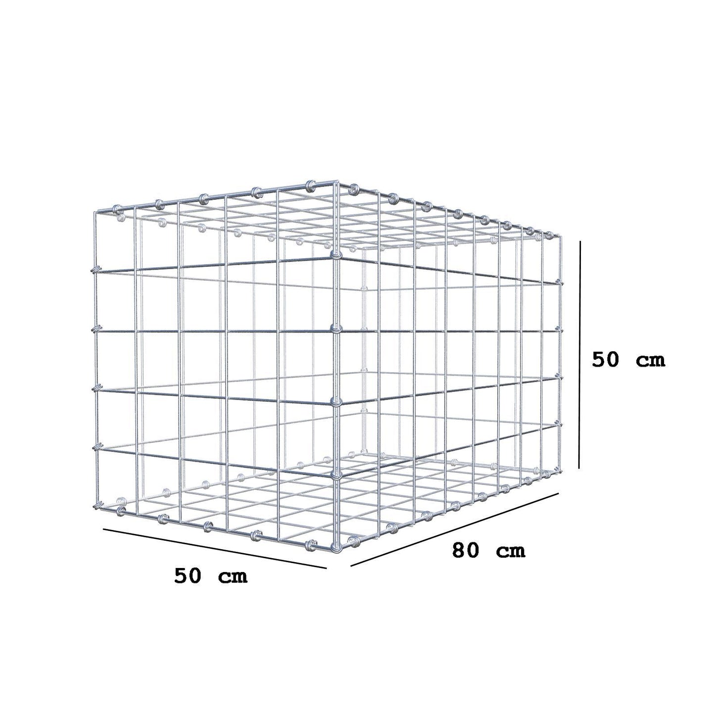 Gabione 80 cm x 50 cm x 50 cm (L x H x T), Maschenweite 10 x 10 cm, Spiralring