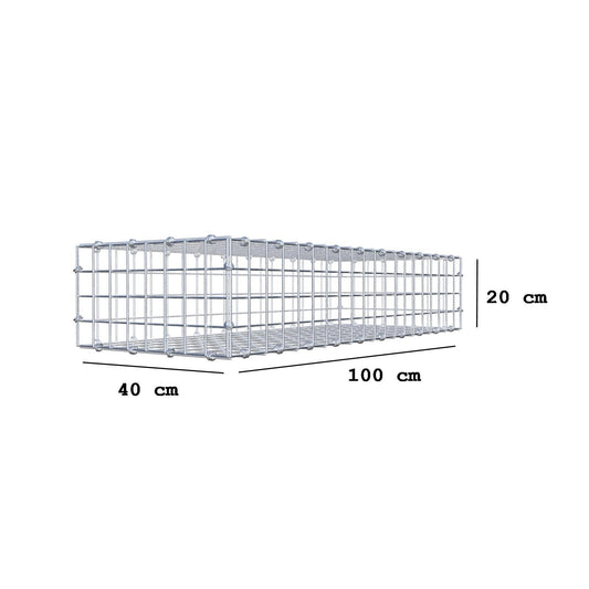 Gabion 100 cm x 20 cm x 40 cm (L x H x D), mesh size 5 x 5 cm, spiral ring