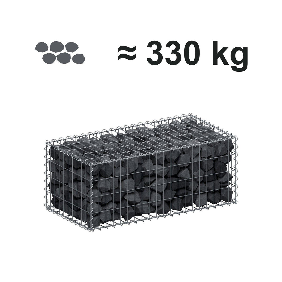 Gabion 100 cm x 40 cm x 50 cm (L x H x P), mailles 5 cm x 10 cm, spirale
