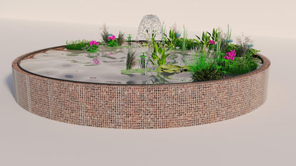 Gabion raised pond, round, outer diameter 322 cm, height 80 cm, mesh size 5 x 5 cm, wall thickness 15 cm