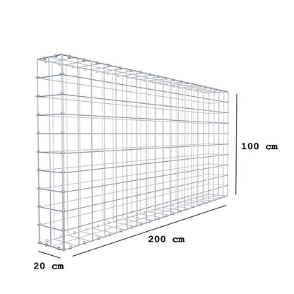 Gabion 200 cm x 100 cm x 20 cm (L x H x D), maskestørrelse 10 x 10 cm, spiralring