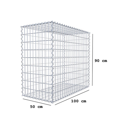 Gabbione 100 cm x 90 cm x 50 cm (L x H x P), maglia 5 cm x 10 cm, spirale