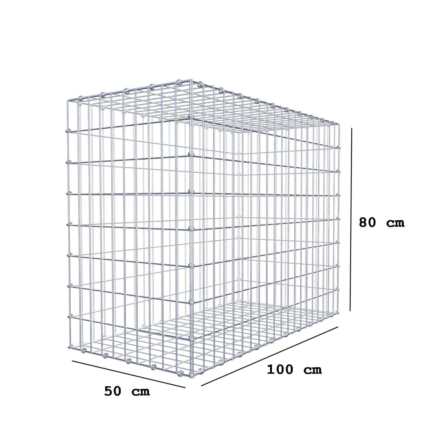 Gabion 100 cm x 80 cm x 50 cm (L x H x D), maskstorlek 5 x 10 cm, spiralring