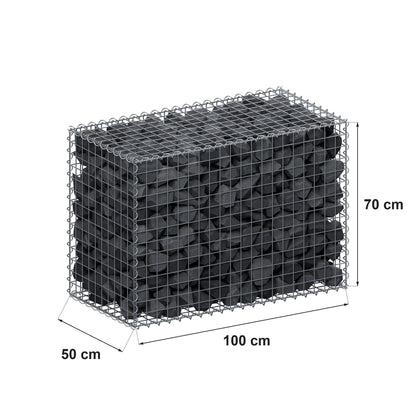 Gabion 100 cm x 70 cm x 50 cm (L x H x D), mesh size 5 cm x 5 cm, spiral