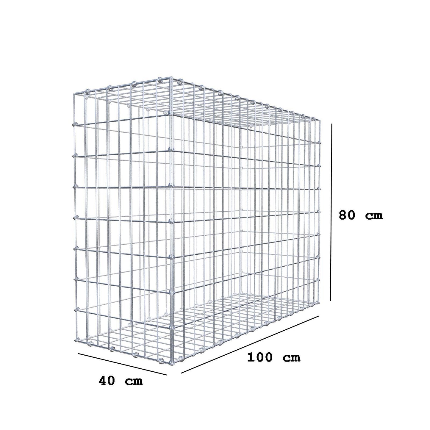 Gabbione 100 cm x 80 cm x 40 cm (L x H x P), maglia 5 x 10 cm, anello a spirale
