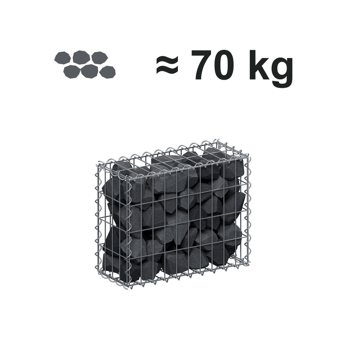 Gabion 50 cm x 40 cm x 20 cm (L x H x D), mesh size 5 cm x 10 cm, spiral
