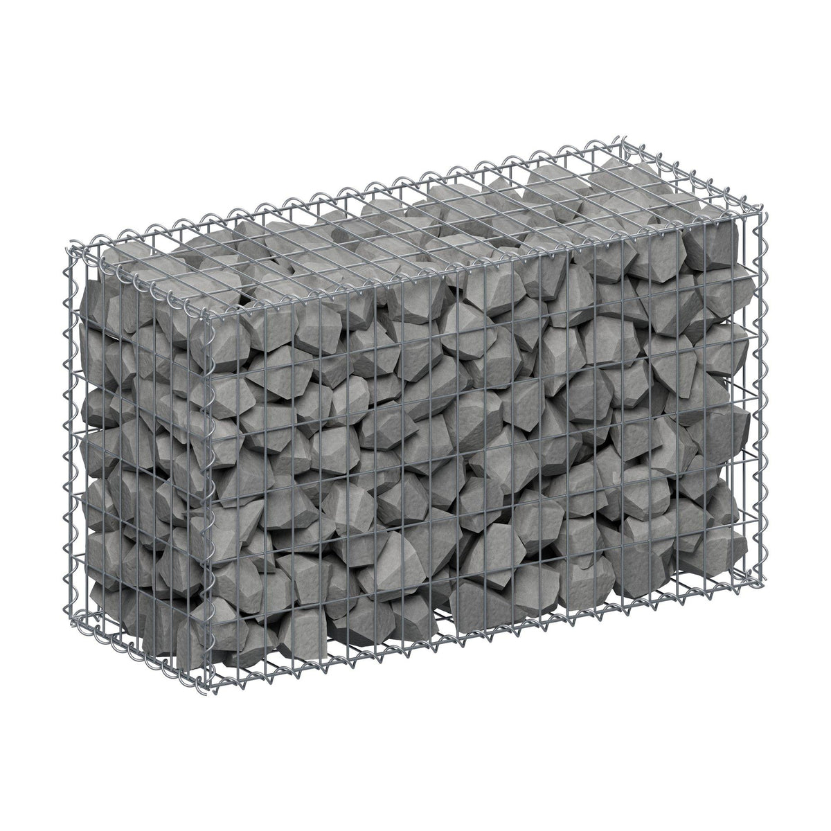 Gabião 100 cm x 60 cm x 40 cm (C x A x P), malhagem 5 cm x 10 cm, espiral