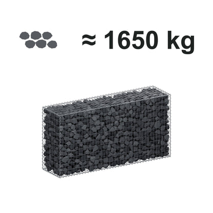 Gabion 200 cm x 100 cm x 50 cm (L x H x D), maskestørrelse 5 cm x 10 cm, spiral