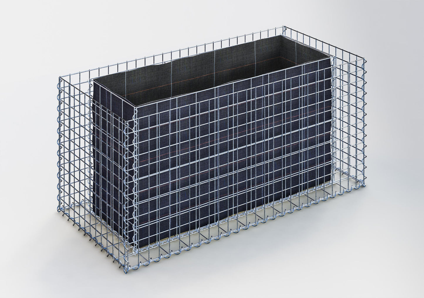 Lecho elevado rectangular 130 cm x 60 cm x 60 cm (L x A x P), malla 5 x 5 cm, espesor de pared 10 cm