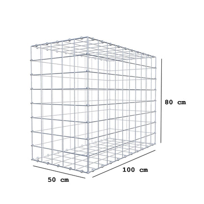 Gabion 100 cm x 80 cm x 50 cm (L x H x D), maskestørrelse 10 x 10 cm, spiralring