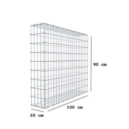 Gabione 100 cm x 90 cm x 20 cm (L x H x T), Maschenweite 5 x 10 cm, Spiralring