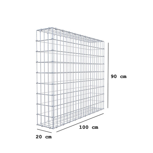 Gabione 100 cm x 90 cm x 20 cm (L x H x T), Maschenweite 5 x 10 cm, Spiralring