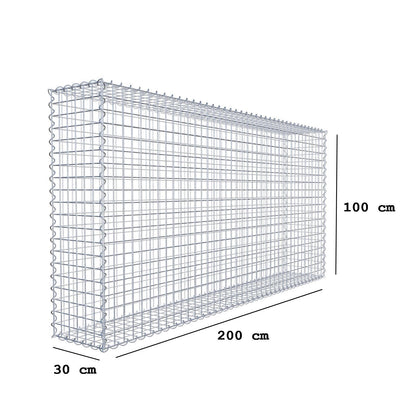 Gabbione 200 cm x 100 cm x 30 cm (L x H x P), maglia 5 cm x 5 cm, spirale