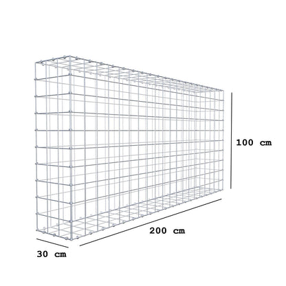 Gabbione 200 cm x 100 cm x 30 cm (L x H x P), maglia 10 x 10 cm, anello a spirale