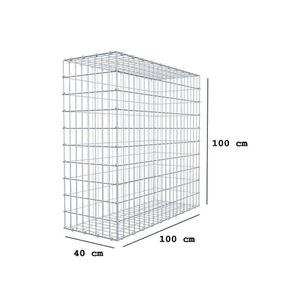 Gabbione 100 cm x 100 cm x 40 cm (L x H x P), maglia 5 x 10 cm, anello a spirale