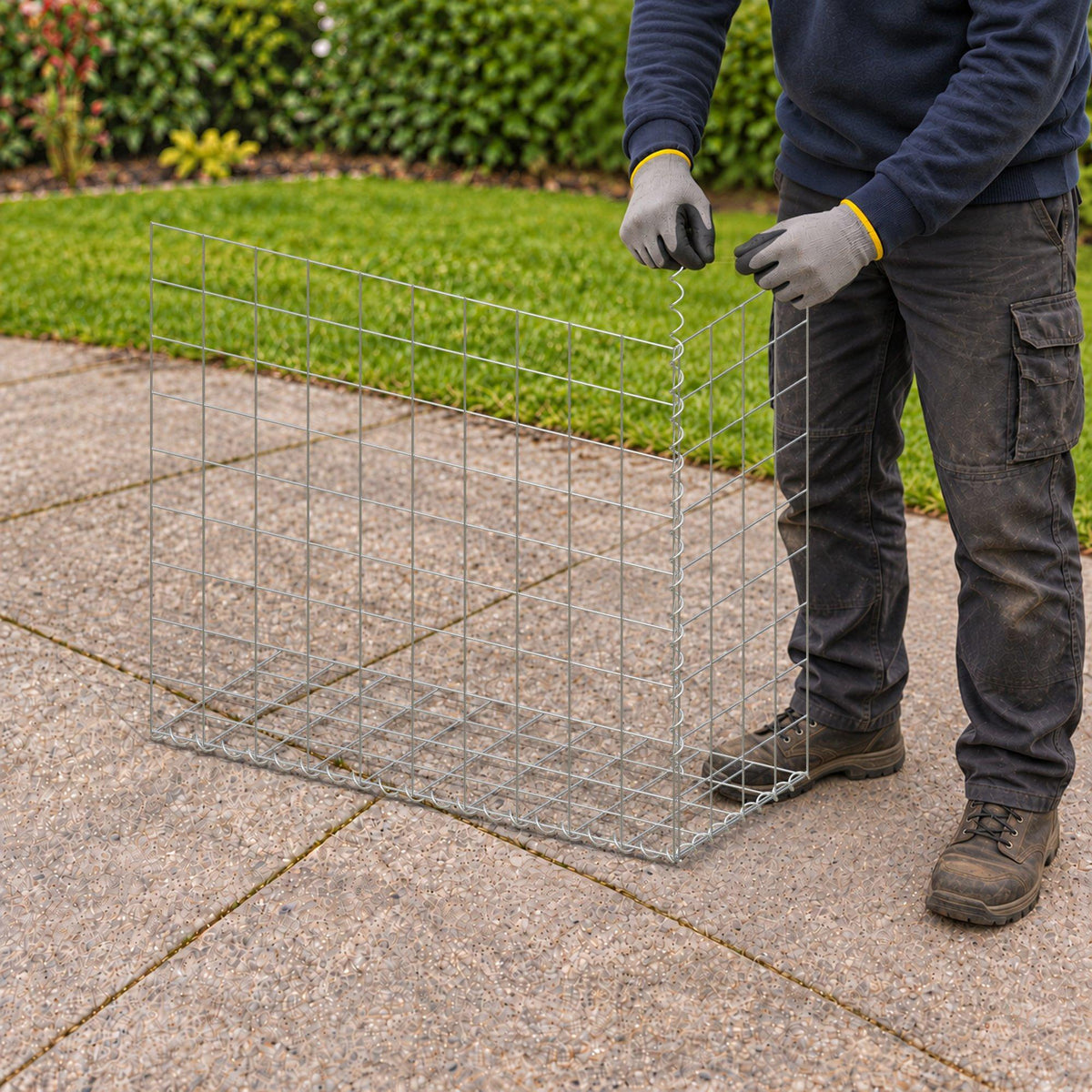 Gabion 100 cm x 90 cm x 40 cm (L x H x D), maskestørrelse 10 cm x 10 cm, spiral
