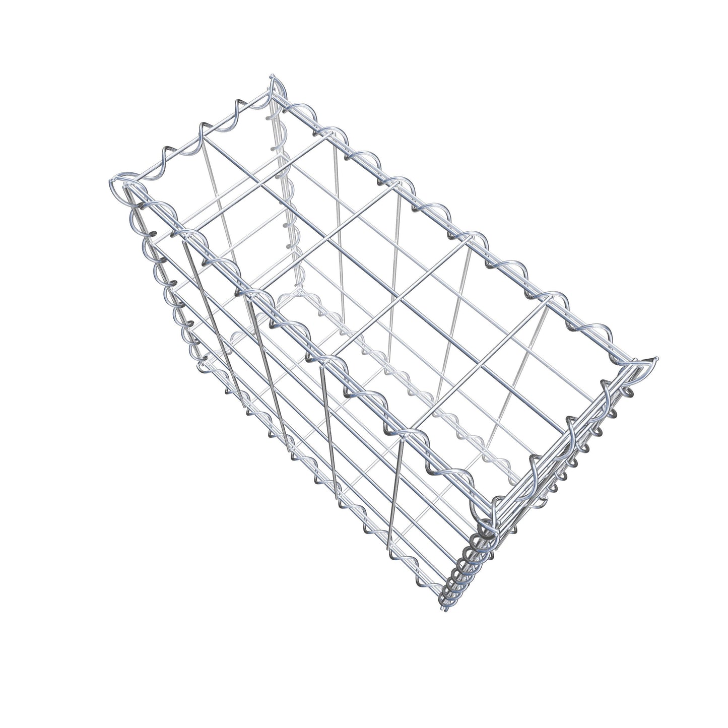 Schanskorf 50 cm x 40 cm x 20 cm (L x H x D), maaswijdte 10 cm x 10 cm, spiraalvormig