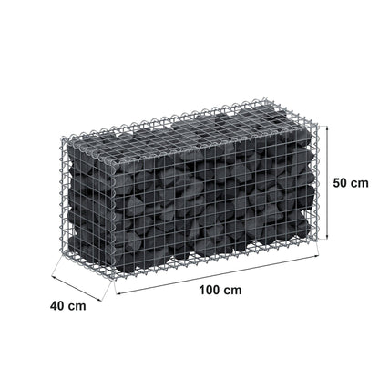 Gabion 100 cm x 50 cm x 40 cm (L x H x D), maskestørrelse 5 cm x 5 cm, spiral