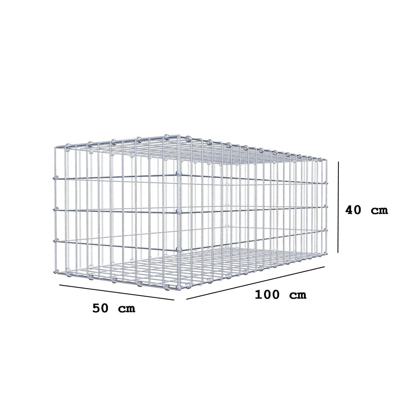 Gabbione 100 cm x 40 cm x 50 cm (L x H x P), maglia 5 x 10 cm, anello a spirale