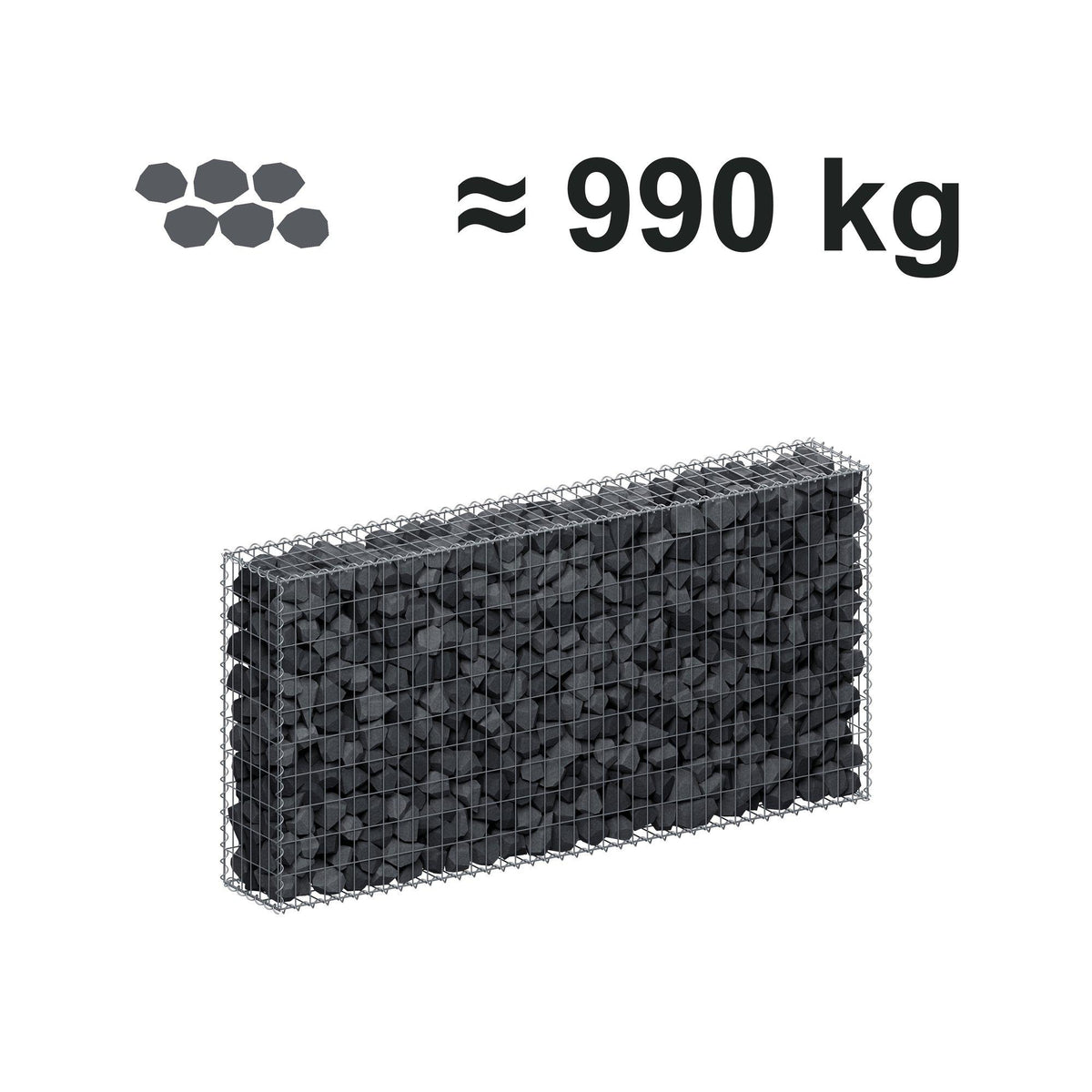 Gabião 200 cm x 100 cm x 30 cm (C x A x P), malhagem 5 cm x 10 cm, espiral