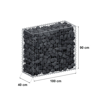 Gabion 100 cm x 90 cm x 40 cm (L x H x D), mesh size 5 cm x 10 cm, spiral
