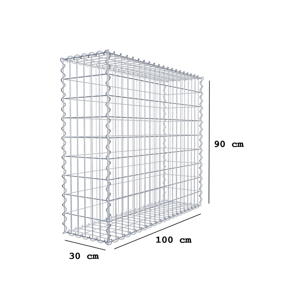Schanskorf 100 cm x 90 cm x 30 cm (L x H x D), maaswijdte 5 cm x 10 cm, spiraal