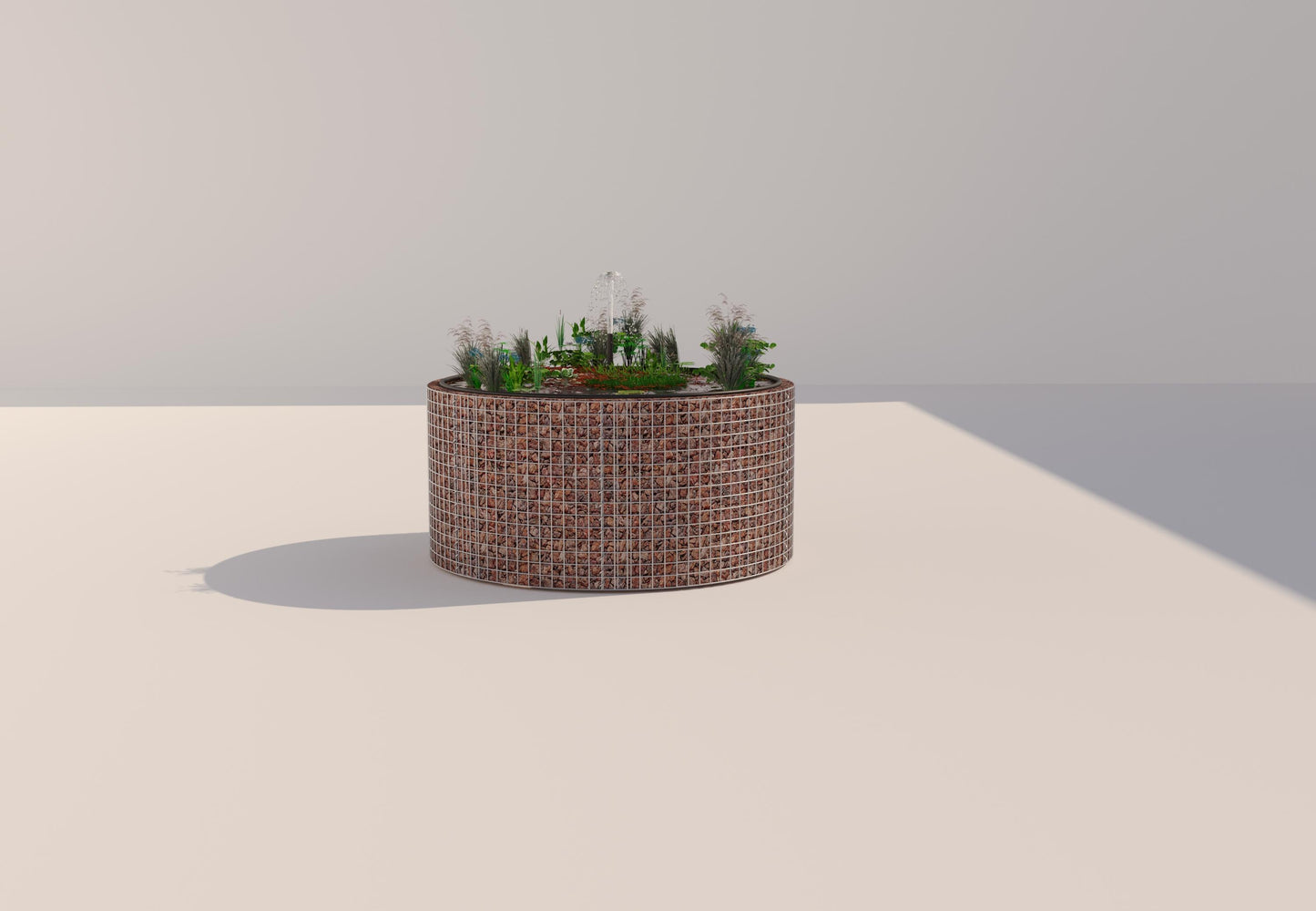 Tanque elevado de gabiões, redondo, diâmetro exterior 172 cm, altura 80 cm, dimensão da malha 5 x 5 cm, espessura da parede 15 cm