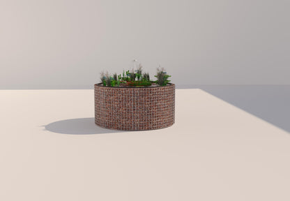 Tanque elevado de gabiões, redondo, diâmetro exterior 172 cm, altura 80 cm, dimensão da malha 5 x 5 cm, espessura da parede 15 cm