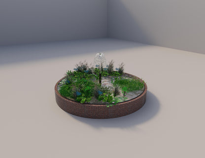 Gabião para lago elevado redondo, diâmetro exterior 382 cm, altura 50 cm, dimensão da malha 5 x 5 cm, espessura da parede 15 cm