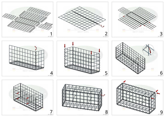 Gabion 100 cm x 50 cm x 50 cm (L x H x P), mailles 10 cm x 10 cm, spirale