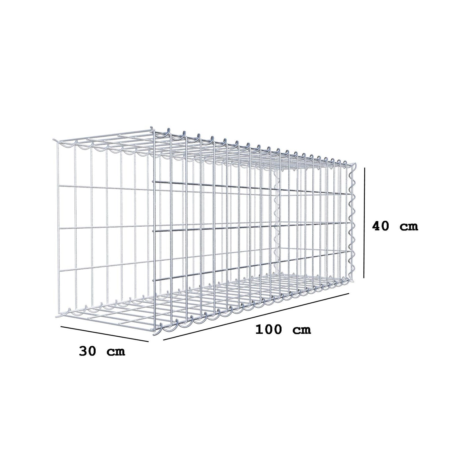 Gabbione aggiuntivo tipo 2 100 cm x 40 cm x 30 cm (L x A x P), maglia 5 cm x 10 cm, spirale