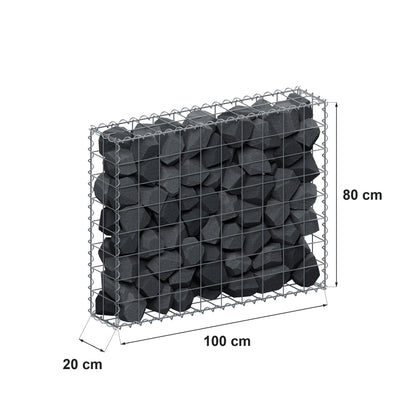 Gabion 100 cm x 80 cm x 20 cm (L x H x D), maskestørrelse 10 cm x 10 cm, spiral