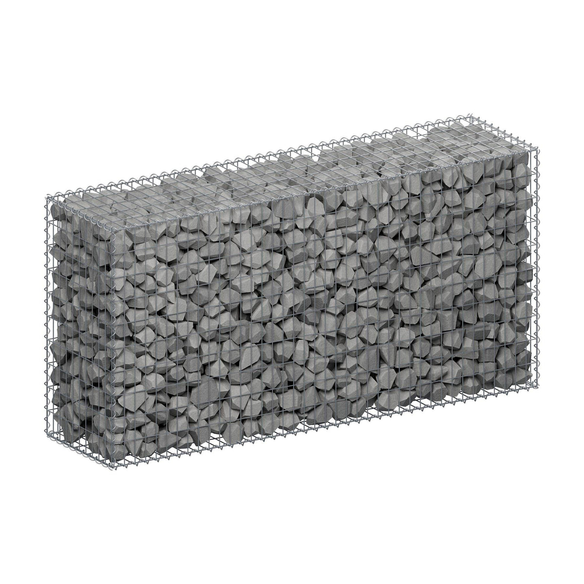 Gabion 200 cm x 100 cm x 50 cm (L x H x D), maskestørrelse 5 cm x 10 cm, spiral