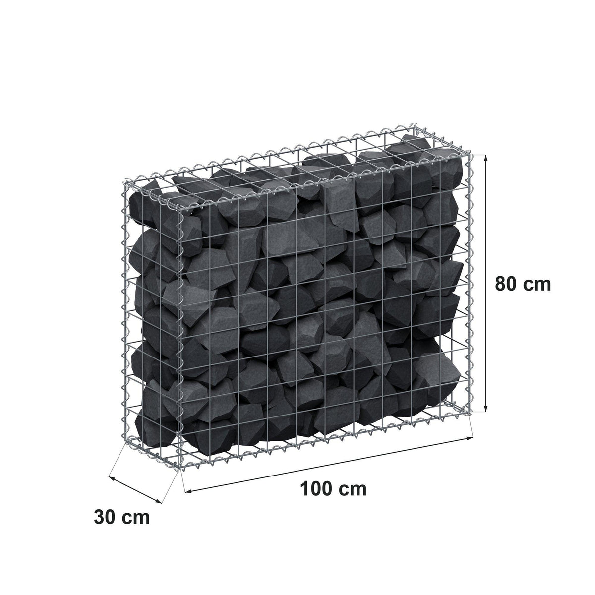 Gabion 100 cm x 80 cm x 30 cm (L x H x P), mailles 10 cm x 10 cm, spirale