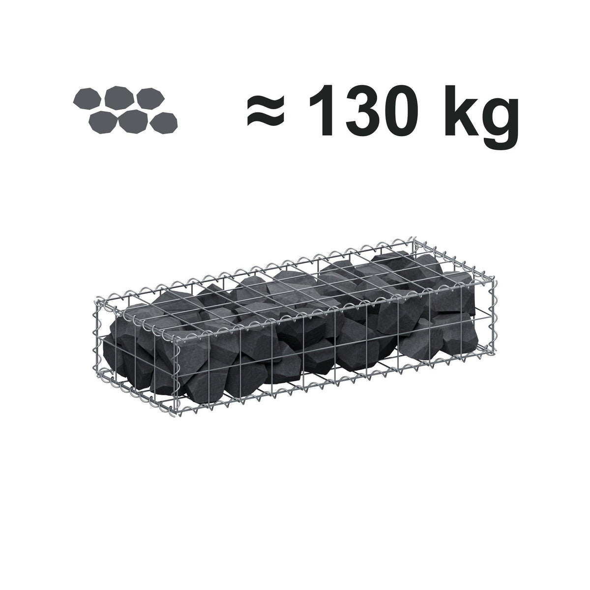 Gabione 100 cm x 20 cm x 40 cm (L x H x T), Maschenweite 10 cm x 10 cm, Spirale