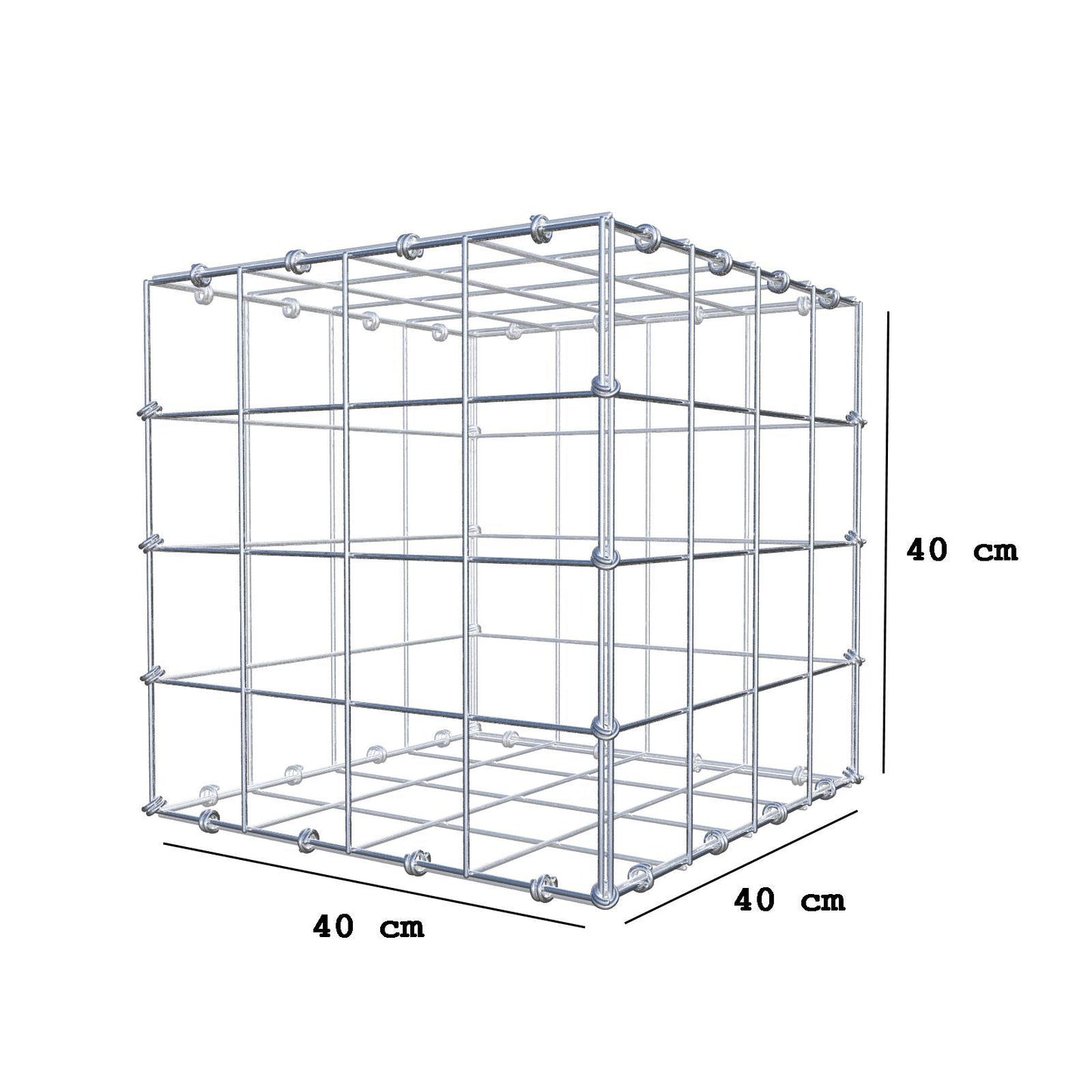 Gabbione 40 cm x 40 cm x 40 cm (L x H x P), maglia 10 x 10 cm, anello a spirale