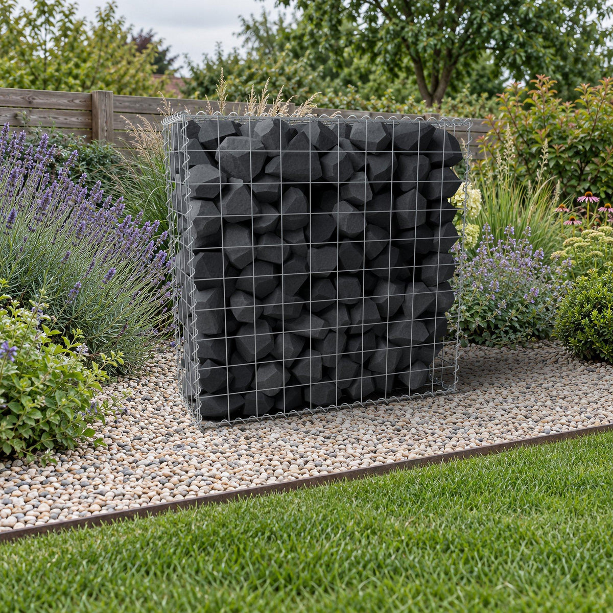 Gabione 100 cm x 100 cm x 40 cm (L x H x T), Maschenweite 10 cm x 10 cm, Spirale