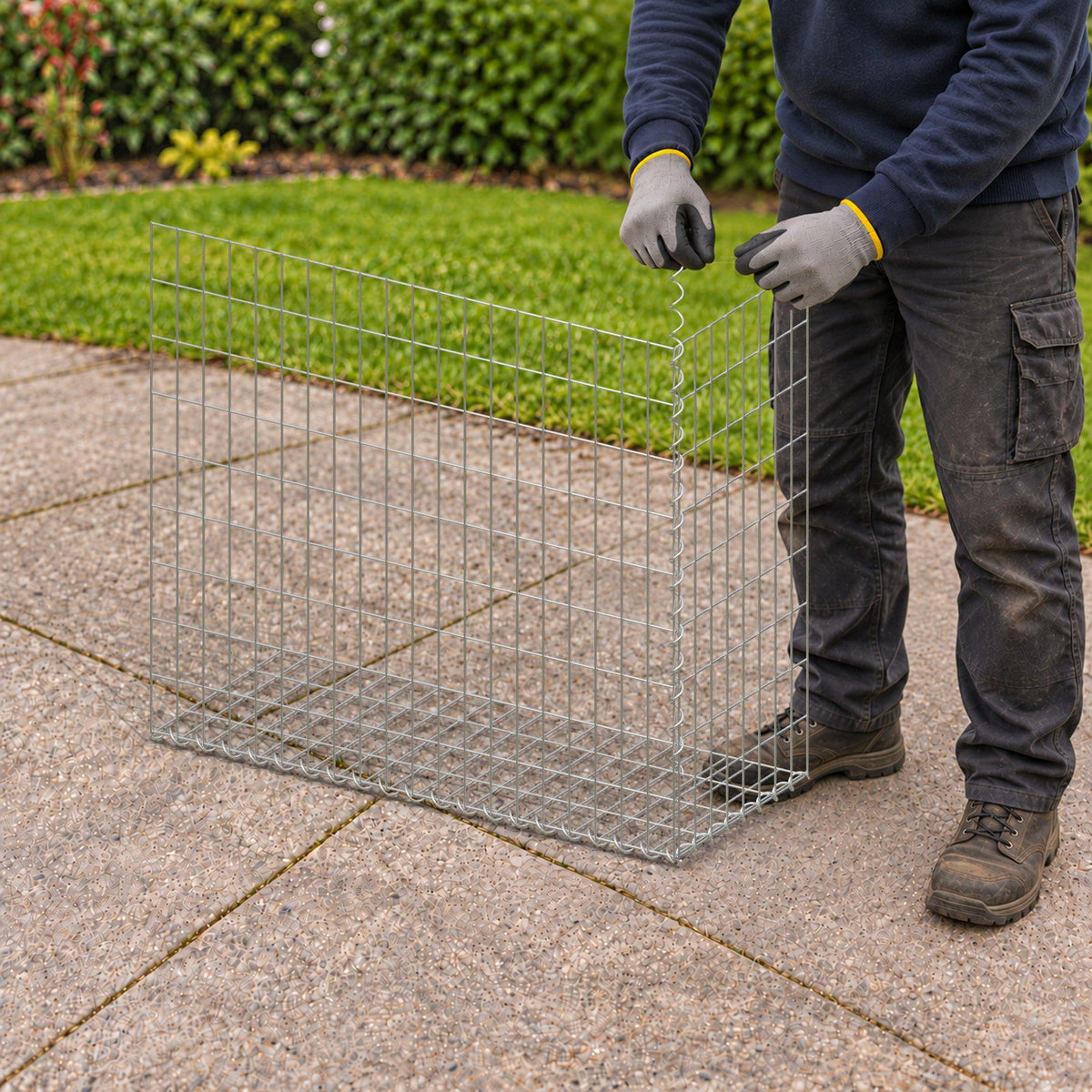 Gabion 100 cm x 90 cm x 40 cm (L x H x D), mesh size 5 cm x 10 cm, spiral