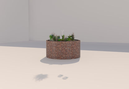 Tanque elevado de gabiões, redondo, diâmetro exterior 172 cm, altura 80 cm, dimensão da malha 5 x 5 cm, espessura da parede 15 cm