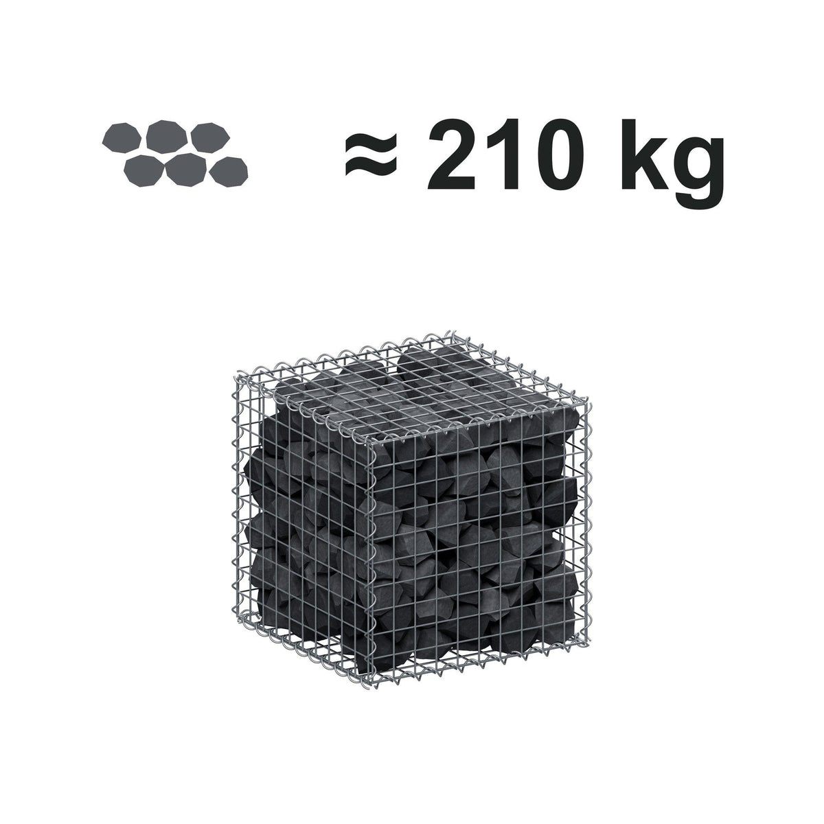 Gabion 50 cm x 50 cm x 50 cm (L x H x P), mailles 5 cm x 5 cm, spirale