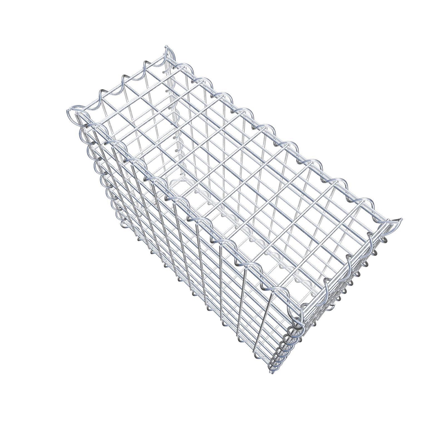 Schanskorf 50 cm x 40 cm x 20 cm (L x H x D), maaswijdte 5 cm x 5 cm, spiraalvormig