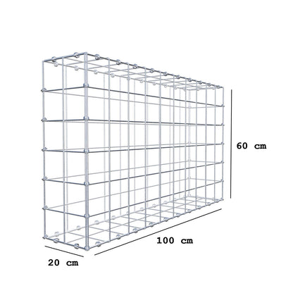 Gabbione 100 cm x 60 cm x 20 cm (L x H x P), maglia 10 x 10 cm, anello a spirale