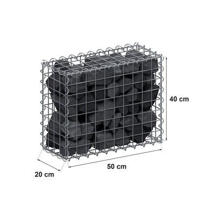Gabione 50 cm x 40 cm x 20 cm (L x H x T), Maschenweite 5 cm x 5 cm, Spirale