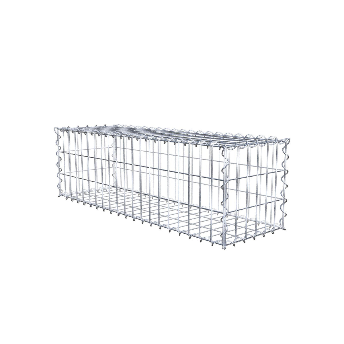 Gabião 100 cm x 30 cm x 30 cm (C x A x P), malhagem 5 cm x 10 cm, espiral