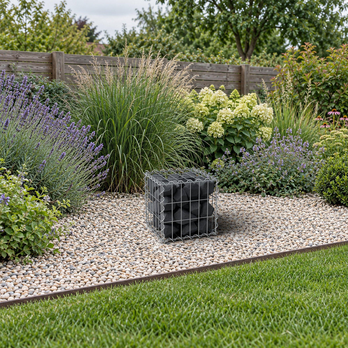 Gabion 30 cm x 30 cm x 30 cm (L x H x D), maskestørrelse 5 cm x 10 cm, spiral