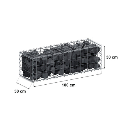 Gabião 100 cm x 30 cm x 30 cm (C x A x P), malhagem 5 cm x 10 cm, espiral