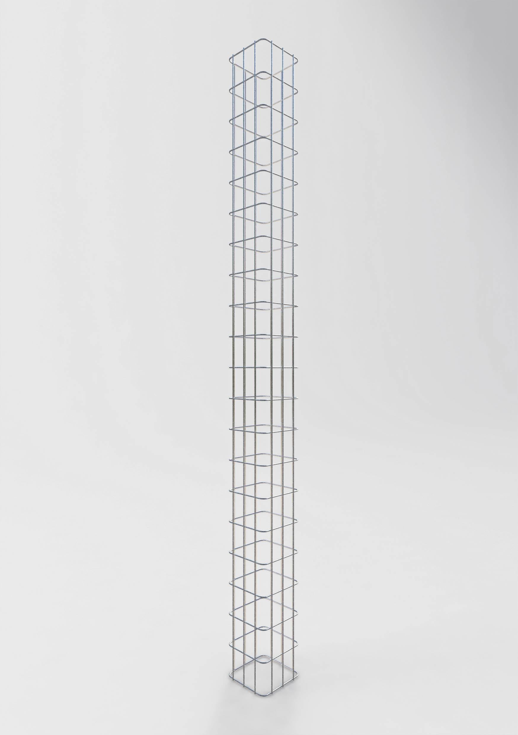 Coluna de gabião quadrada galvanizada a quente, 17 cm x 17 cm, 200 cm de altura, malha 5 cm x 10 cm