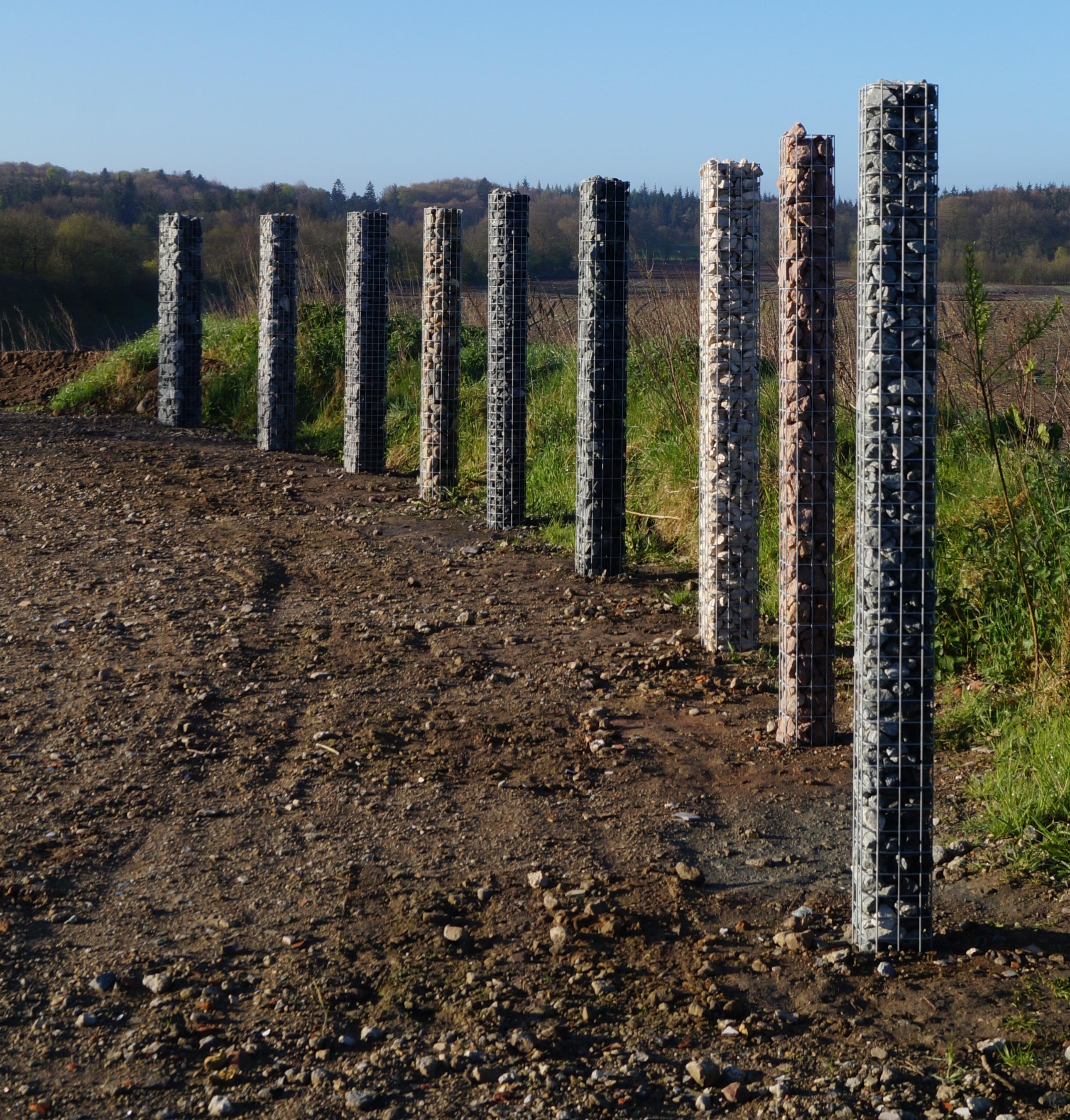 Gabion column, square, hot-dip galvanized, 32 cm x 32 cm, 200 cm height, MW 5 x 10 cm